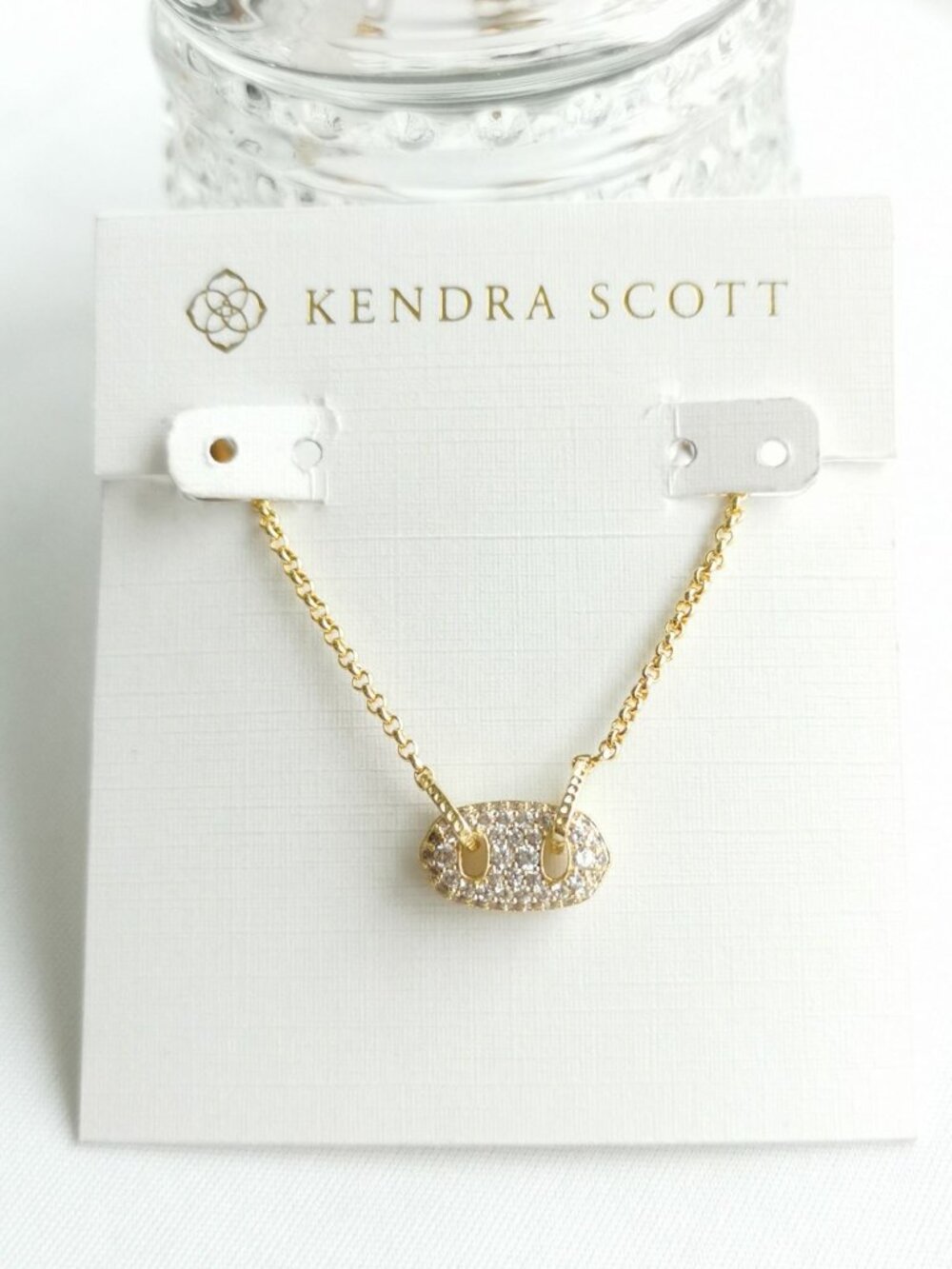 Kendra Scott Bailey Gold White CZ Pave Pendant Necklace